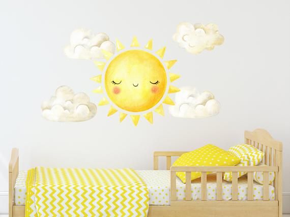 Sun And Puffy Cloud Wall Decals Nursery Stickers Girls Decal Room Decor - Sun Wall Decal Nursery Sun And Puffy Cloud Wall Decals Nursery Stickers Girls Decal Room Decor - Sun Wall Decal Nursery