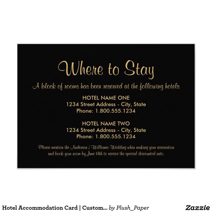 Hotel Accommodation Card Custom Colors Accommodations Card Wedding And Weddings Accommodation Cards For Wedding Invitations Template