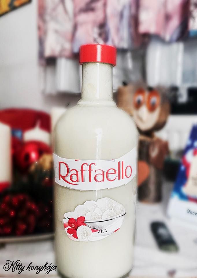 a bottle of raffaello sitting on top of a counter next to other items