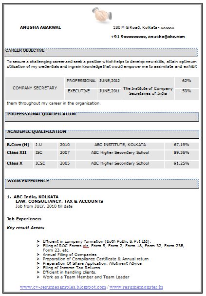 the best resume format for freshers