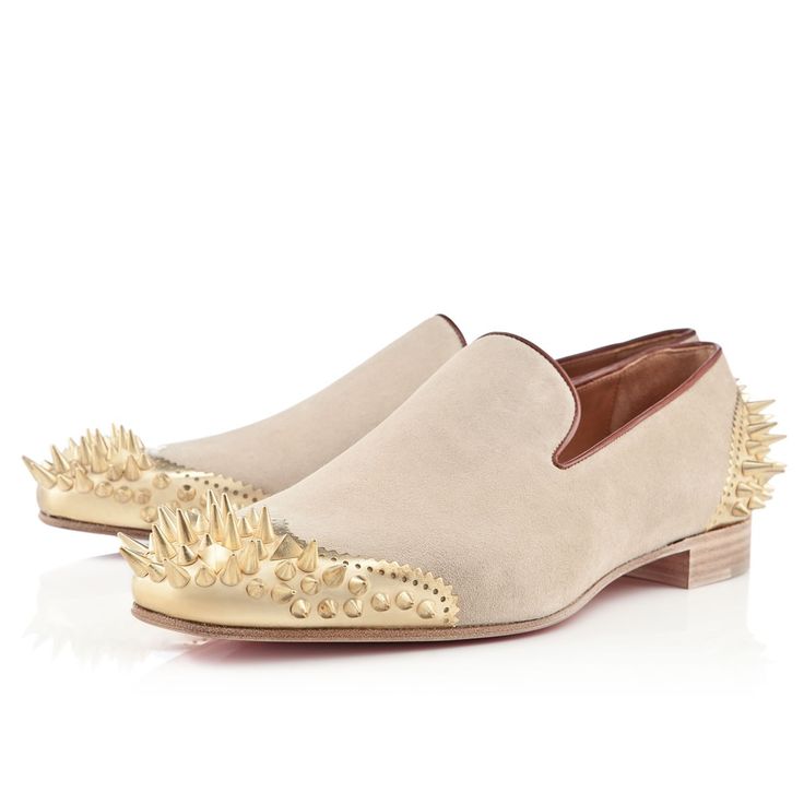 Christian Louboutin Mens Ironito flat sand crosta Loafers. Red Bottom ...