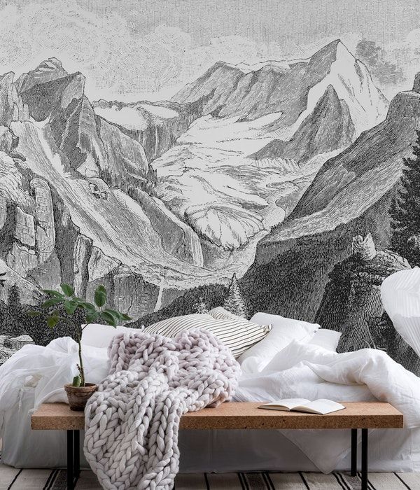Vintage mountains Wallpaper Mountain wall mural Mural wallpaper Vintage mountains Wallpaper Mountain wall mural Mural wallpaper