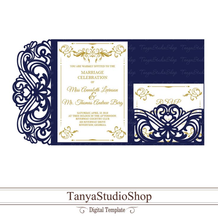 Wedding invitation template - SVG, DXF, ai, CRD, eps - Laser Paper Cut - Silhouette Cameo- Cricut - Instant Download 99 by TanyaStudioShop on Etsy