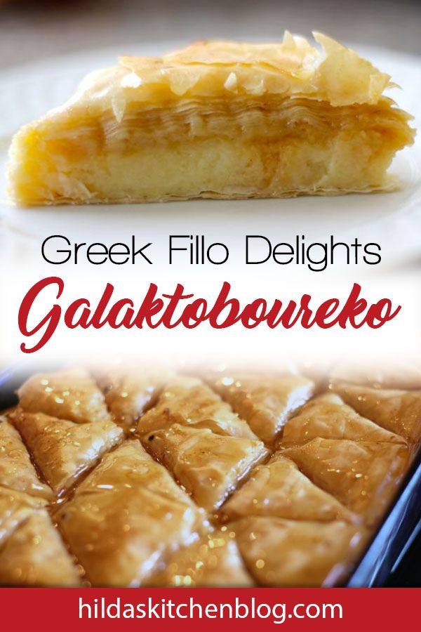 Galaktoboureko is a custard-filled Greek dessert, similar to a Middle Eastern de...