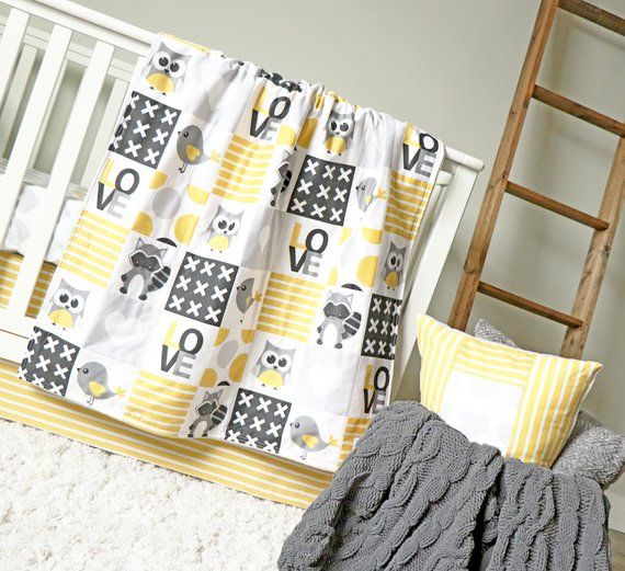 Gray And Yellow Zig Zag Baby Crib Bedding Baby Room Inspiration Yellow Baby Room Modern Baby Bedding