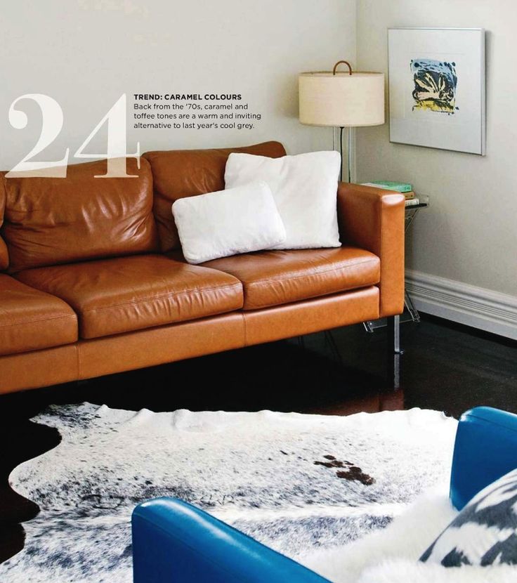67 Best Cognac Leather Images On Pinterest Living Room Tan This Caramel Couch Visually Warms Up A Stark Room