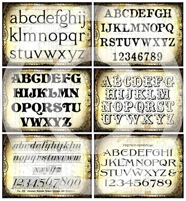 vintage alphabet letter charts printable digital collage
