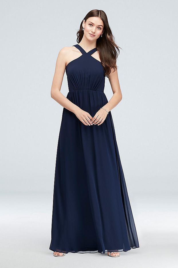 Y Neck Long Chiffon Bridesmaid Dress David S Bridal Arel Y Neck Long Chiffon Bridesmaid Dress David S Bridal