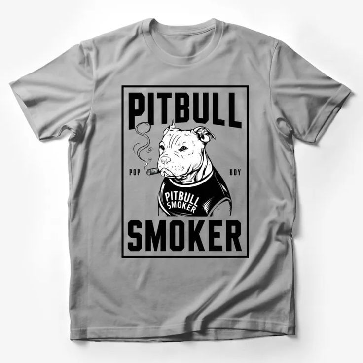 Pitbull Smoker T Shirt Pop Art Black and White Graphic Tee Dog Lover Gift Male T Shirt