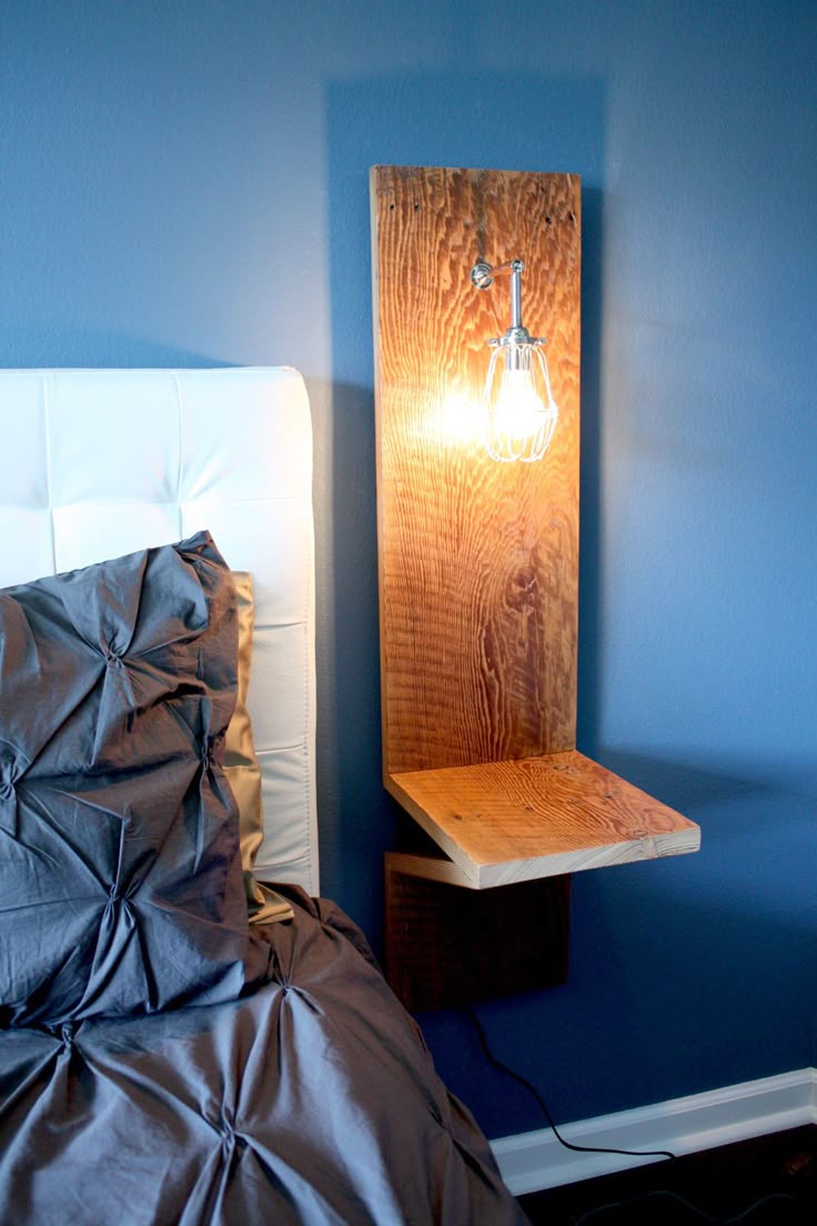 Best 25+ Wall Mounted Bedside Lamp Ideas On Pinterest Wall Wall Mounted Nighstand // Reclaimed Wood // Industrial Cage Lamp // Recycled Barn Wood // Rustic End Table // Rustic Side Table - Best 25+ Wall Mounted Bedside Lamp Ideas On Pinterest Wall