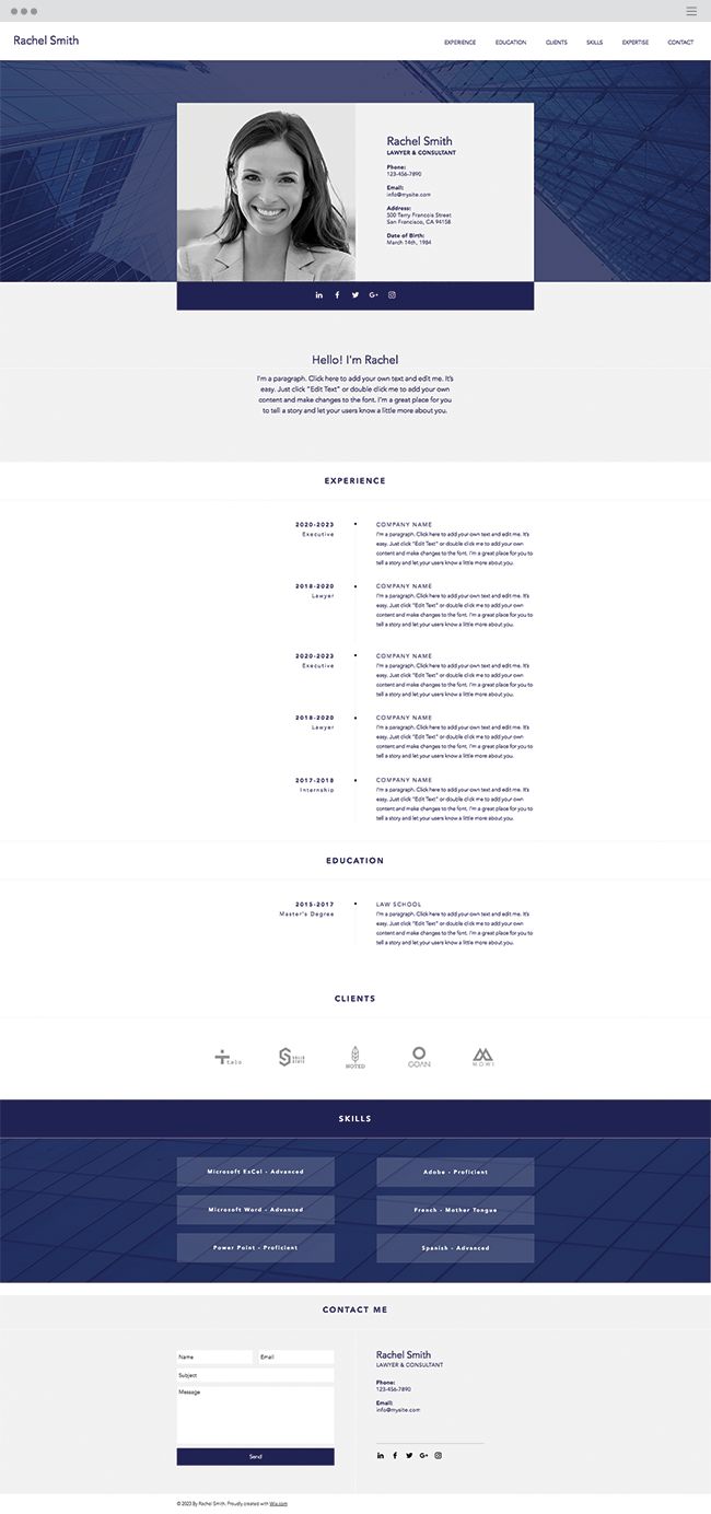 professional cv website template