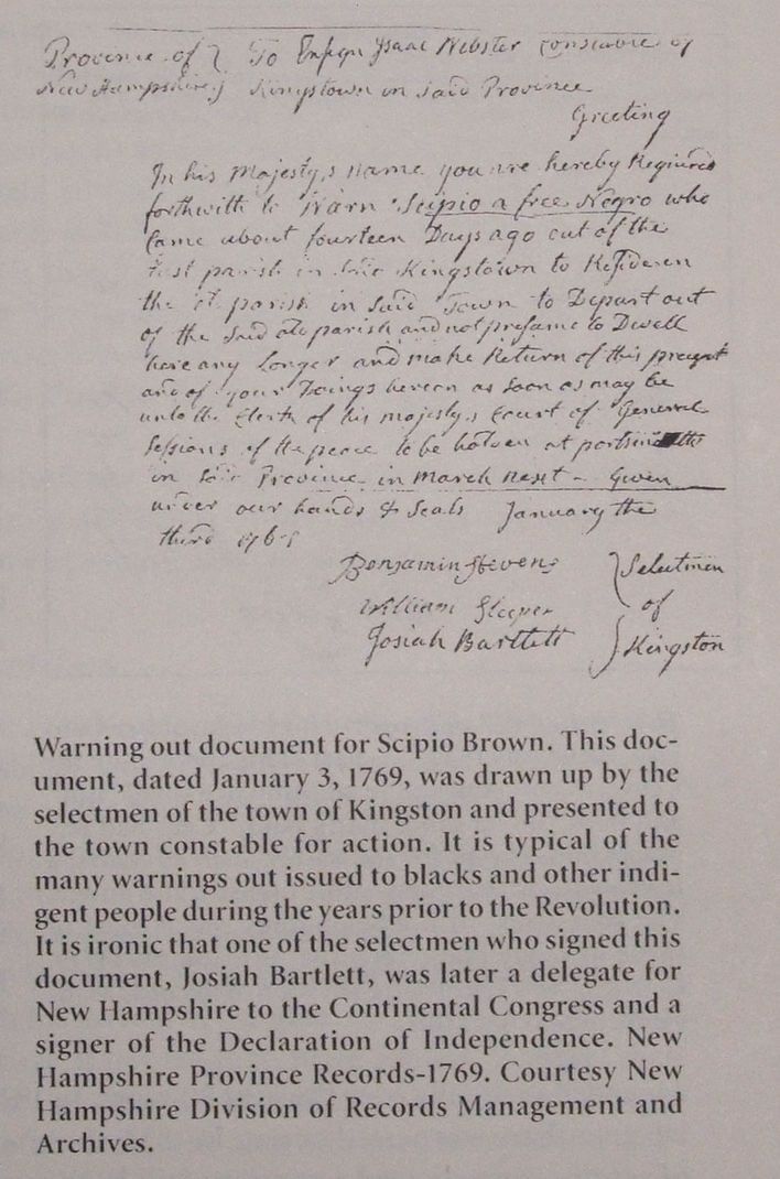 Warning letter to Black Revolutionary War -Scipio Brown who served - warning letter Warning letter to Black Revolutionary War -Scipio Brown who served - warning letter