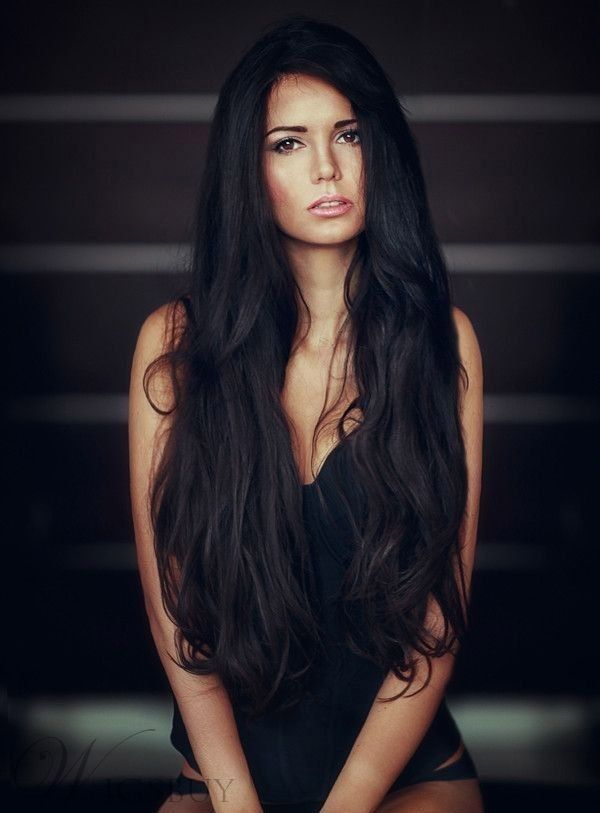 Dark haired shared long hair