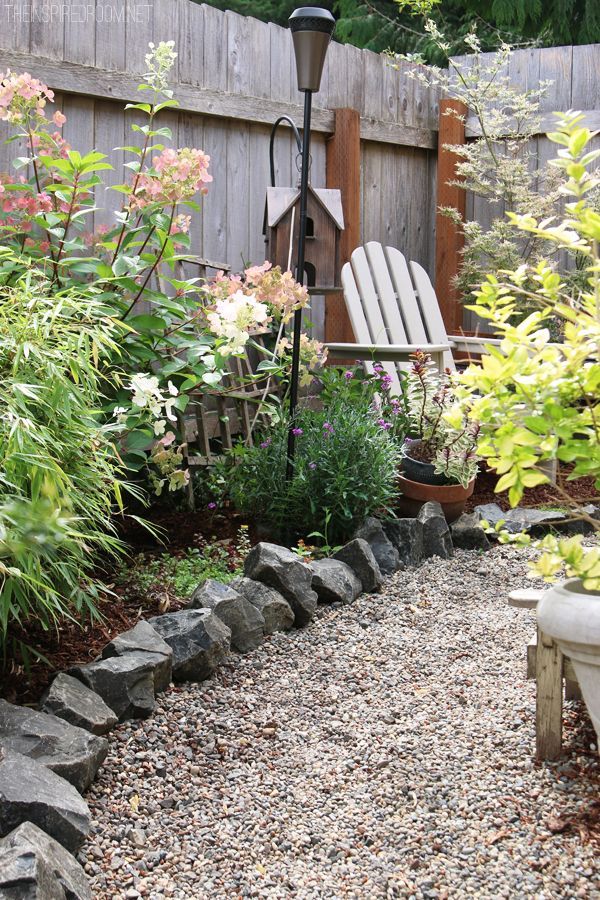 My Backyard Tour Pea Gravel Patios Flagstone Secret Garden Patio Small Landscaping Pea Gravel Patio, How Deep Should Pea Gravel Be For Patio