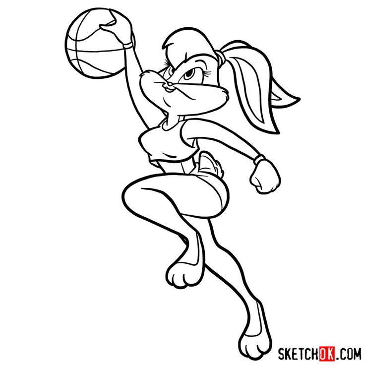 Cómo dibujar a Lola Bunny jugando baloncesto - SketchOk - tutoriales de ...