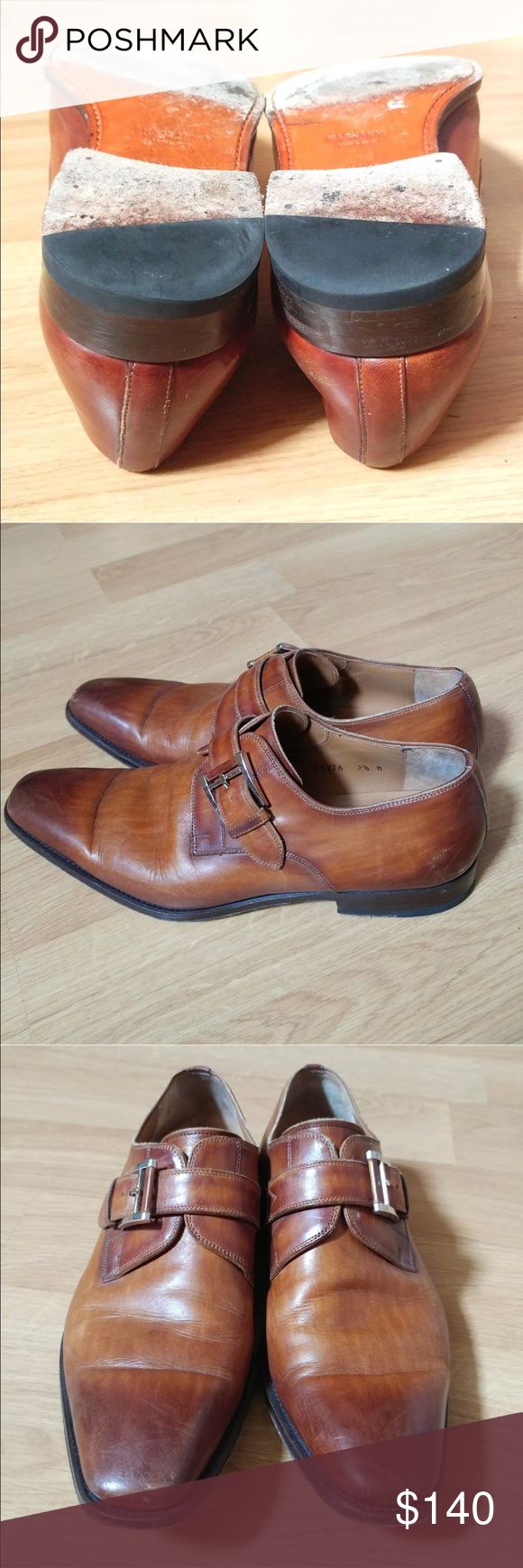 Magnanni Marco Cuero Monk Strap Tan Distressed Magnanni Marco Cuero Mens Shoe S...