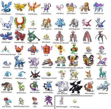 legendary pokemon names list and pictures google search prince