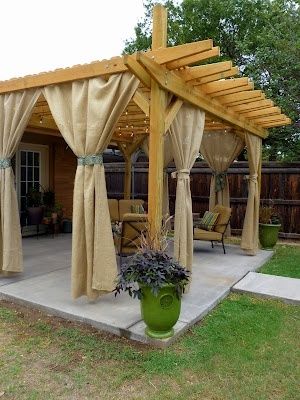 Diy Outdoor Curtains These Are Made From Burlap Use A 40 Off Diy Outdoor Curtains These Are Made From Burlap Use A 40 Off Coupon At Hobby Lobby To Get The Material Home Improvement Ideas