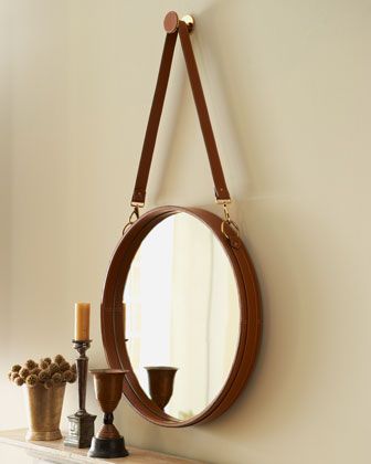 Round Havana Mirror At Horchow Wall With Leather Round Havana Mirror At Horchow Wall With Leather Frame Hangs From A Long Strap For Pendulum Effect Home Gorgeous Things In