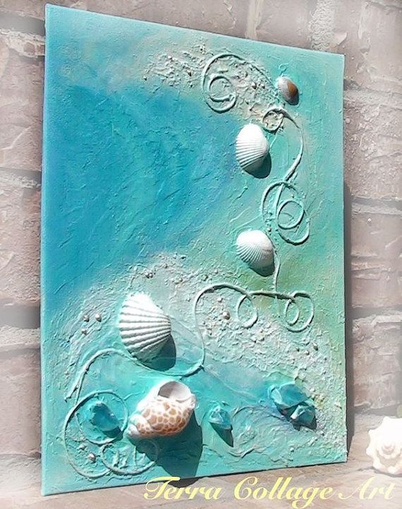 dancing waves 30 x40 large original mixed media art beach home