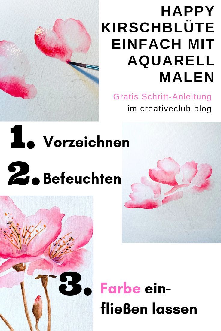 Kirschbluten Aquarell Blumen Malerei