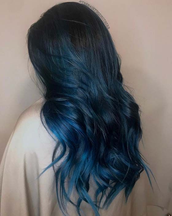 Black To Dark Blue Ombre Hair Idea Blue Ombre Hair Black Hair