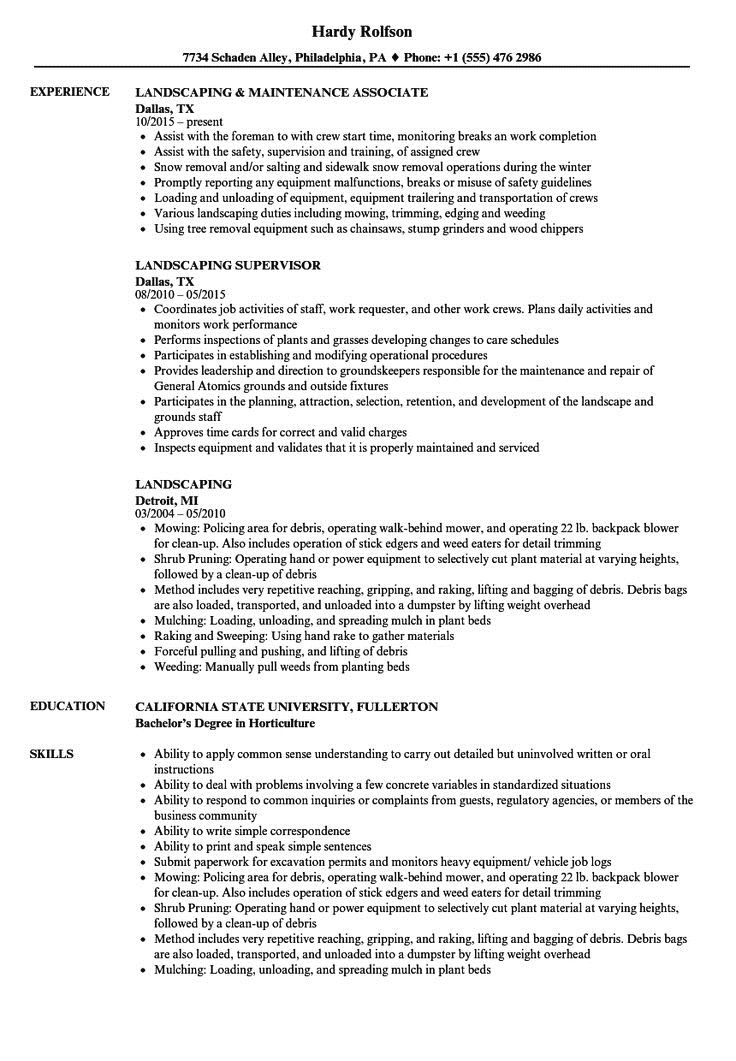 resume examples landscaping resume