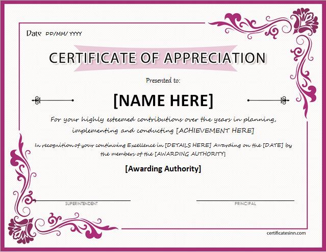 Certificate of Appreciation for MS Word DOWNLOAD at http://certificatesinn.com/certificates-of-appreciation/
