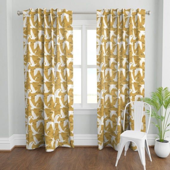 Crane Curtain Panel Goldenrod Yellow By Heatherdutton Gold Curtains Living Room Crane Curtain Panel Goldenrod Yellow, Gold Curtain Panels