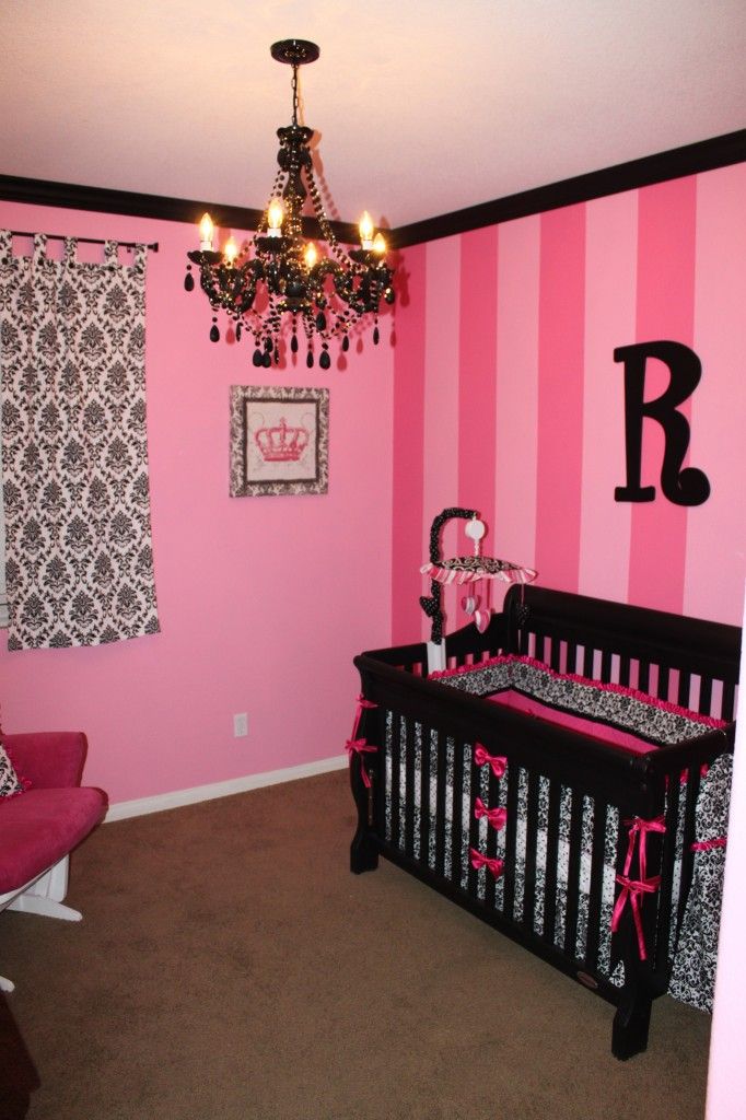 hot pink stripes black damask create a chic nursery