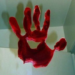 do it yourself bloody handprint window clings
