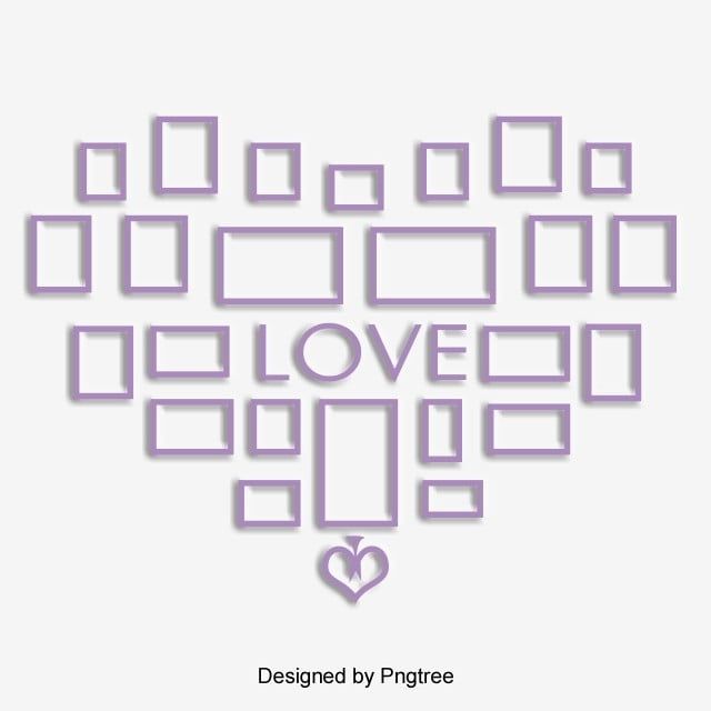 Purple Fresh Fashion Shaped Photo Wall Love Frame Elements Photo Clipart Love Heart Shaped Png Transparent Clipart Image And Psd File For Free Download Love Frames Frame Heart Shapes