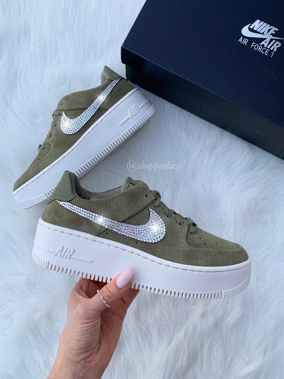 Swarovski Nike Air Force 1 Sage Low Blinged Out With Swarovski Nike Air Force 1 Sage Low Blinged Out With