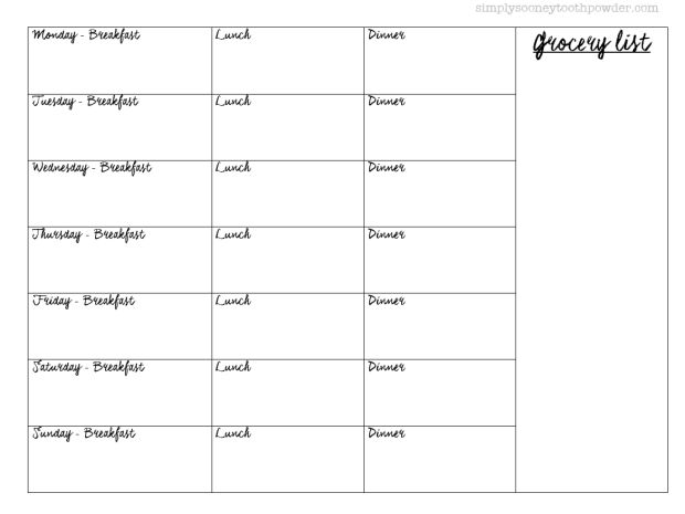 free meal planner printable