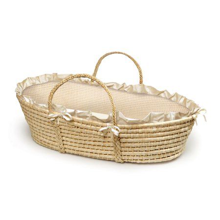 Ecru//Beige Gingham Bedding NATURAL Moses Basket no hood