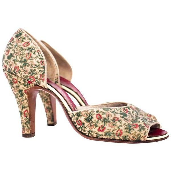 95 Best 1930 S Footwear Images On Pinterest Retro Shoes Vintage Preowned 50s Red Pink Green Fl P Toe Heels 125