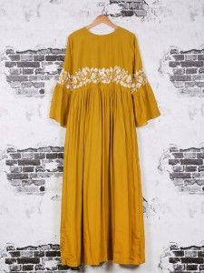 Cotton long wear kurti in musturd yellow color
