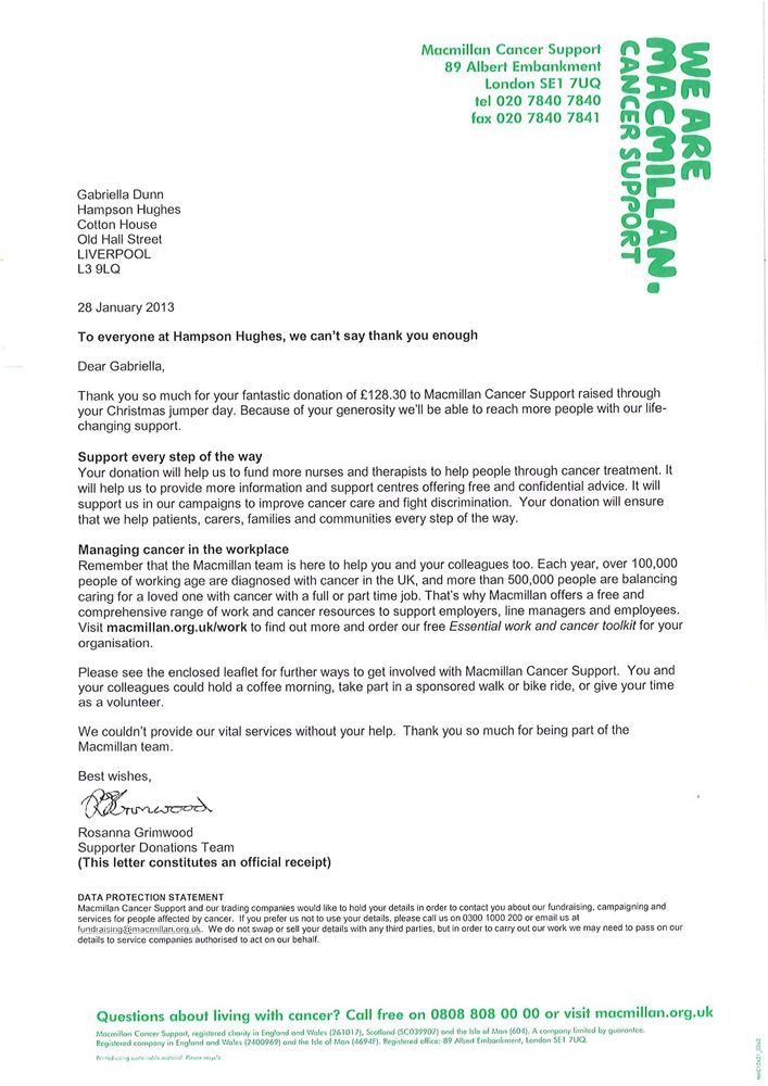 thankyou letter from macmillan cancer support editable charity - donation receipt letter thankyou letter from macmillan cancer support editable charity - donation receipt letter