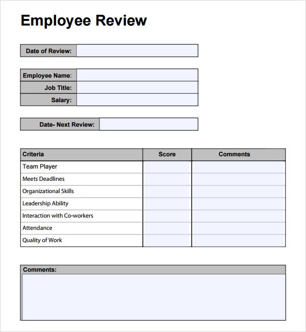 free employee performance review template employee resume evaluation free