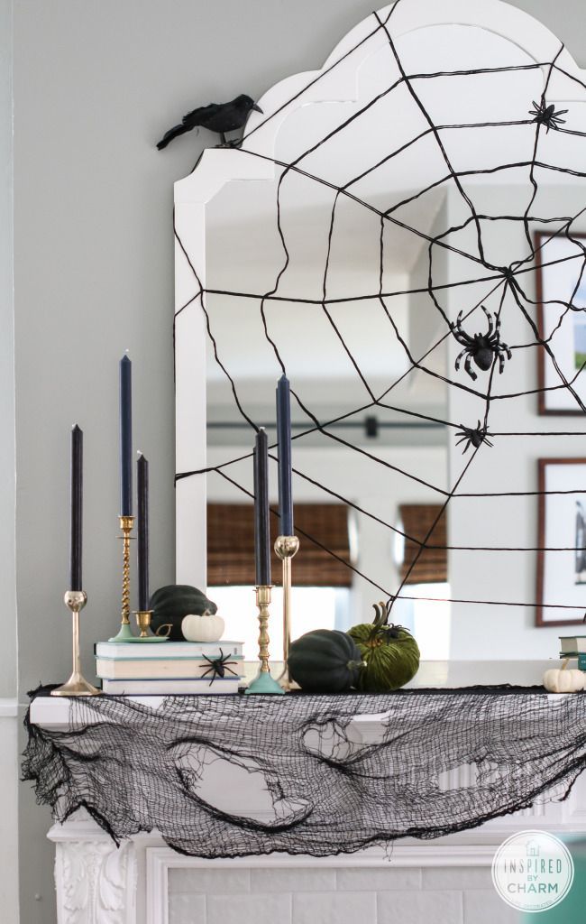 stylish halloween mantel