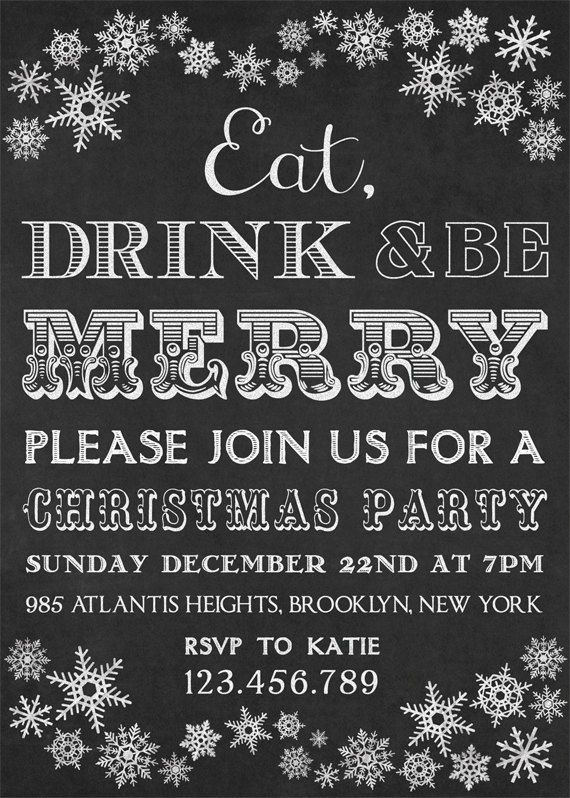 Christmas Party Ideas Christchurch Part - 48: Printable Christmas Invitation Chalkboard By Designbydetail · Xmas Party IdeasChristmas ...