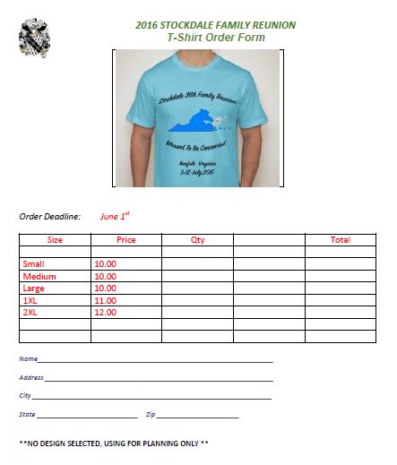 T-Shirt Order Form For Family Reunion 2 | Family reunion, Shirt order ...