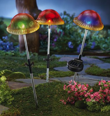 solar mushroom garden stakes set of 3 mushroom garden solar powered sphere lights