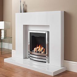 Modern fireplace surround with porcelain white marble ...