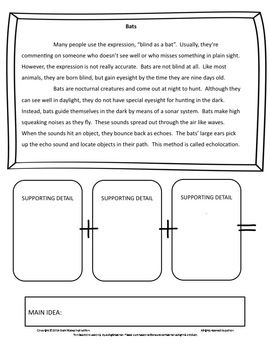 main idea and supporting details independent work packet anchor chart for main idea and details