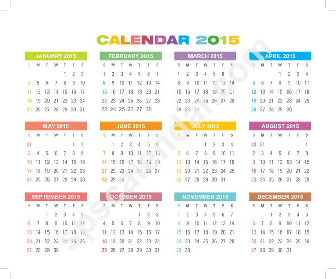 mini calendar 2015