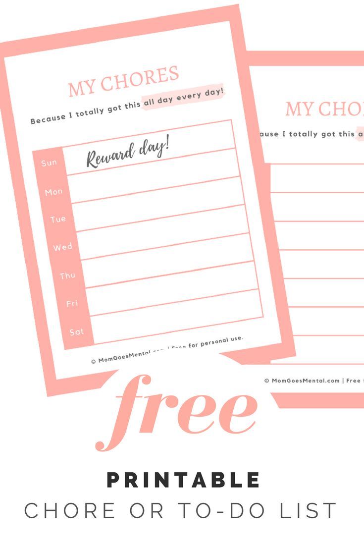 chores list for adults printable