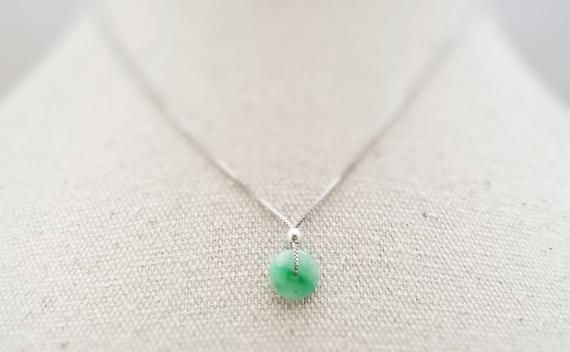 Tiny Jade Necklace Silver Green Jade Necklace Jadeite Necklace Jade Choker Necklace