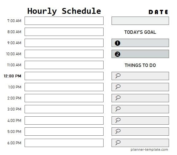 printable hourly schedule template daily planner for