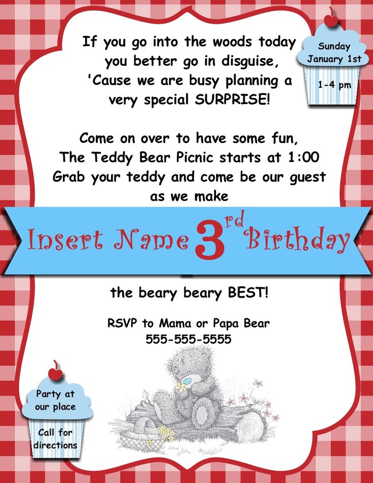 Digital Teddy Bear picnic invitation template Holiday Party Invitation ...